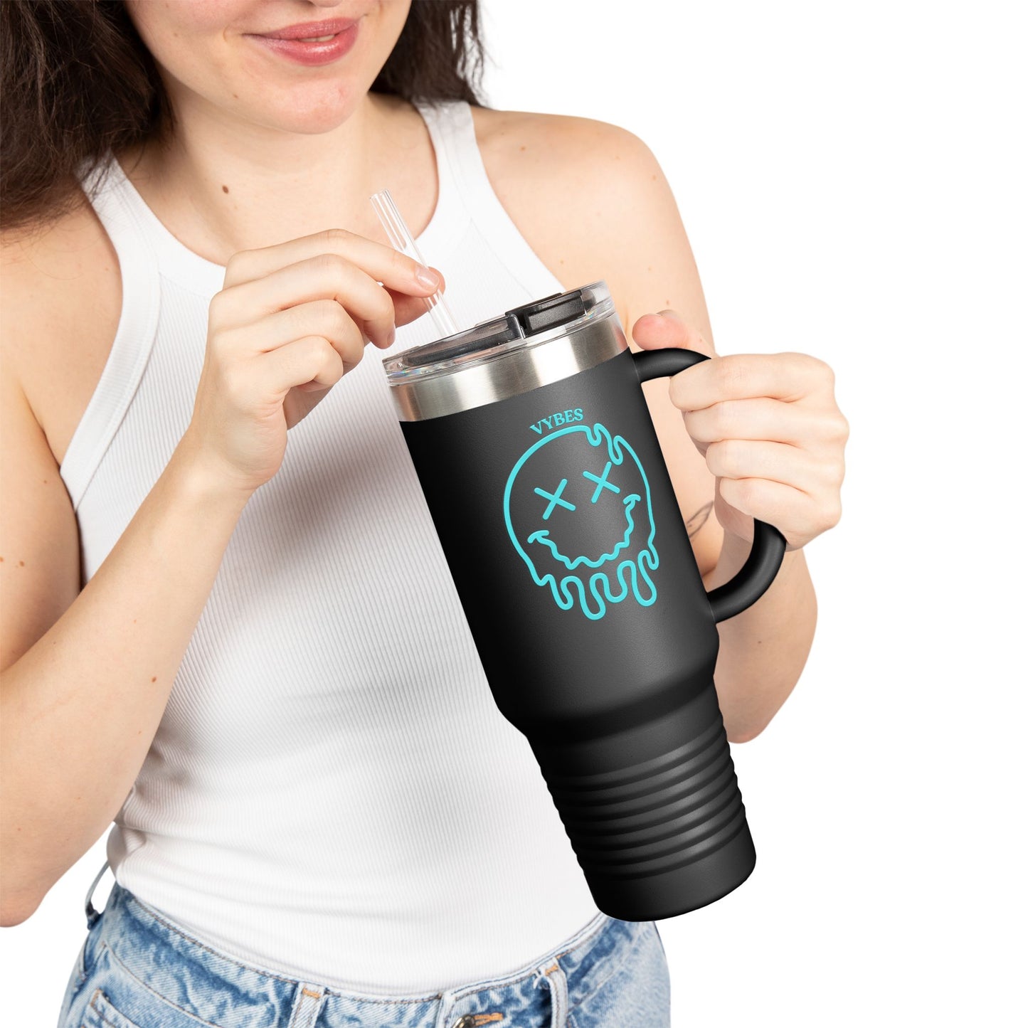 Smiley Vybes Insulated Travel Mug - 40oz