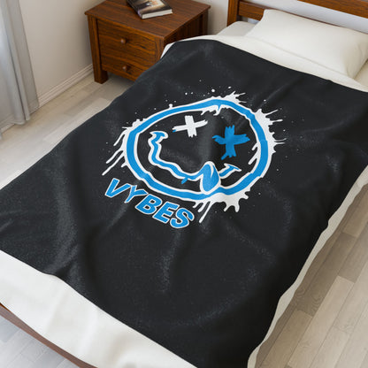Vybes Graffiti Smiley Velveteen Plush Blanket