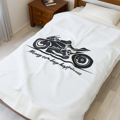 Velveteen Plush Blanket - Money Can Buy Happiness