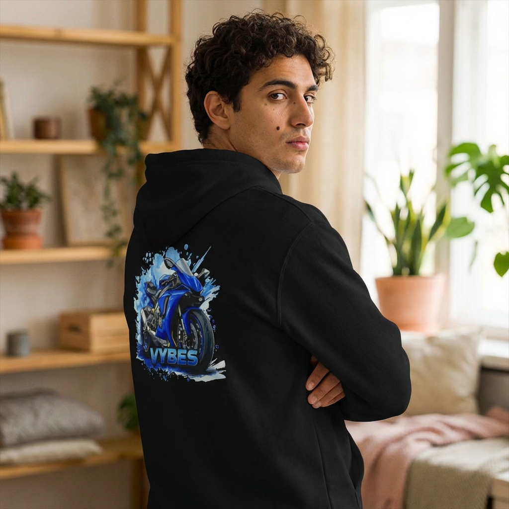 Blue Sportbike Heavyweight Hoodie