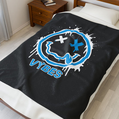 Vybes Graffiti Smiley Velveteen Plush Blanket