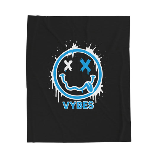 Vybes Graffiti Smiley Velveteen Plush Blanket