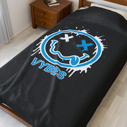 Vybes Graffiti Smiley Velveteen Plush Blanket