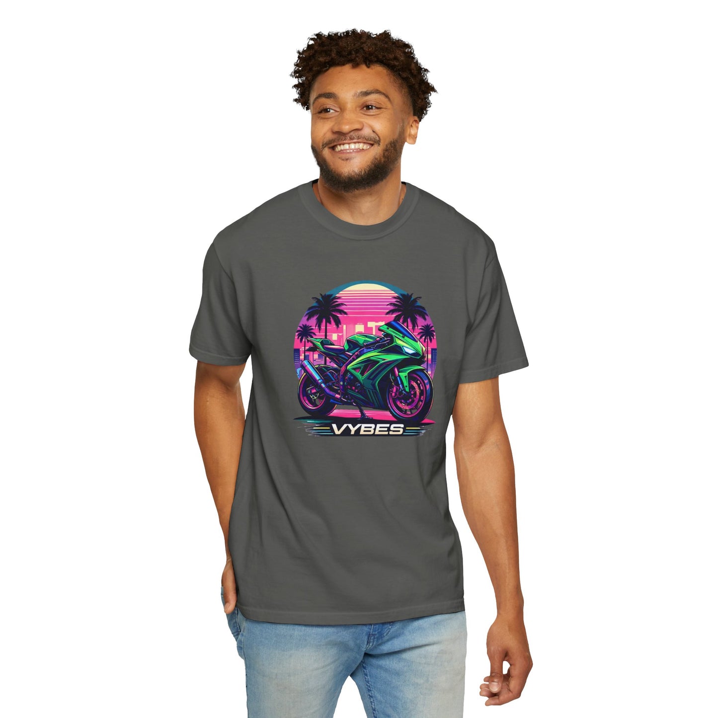 Retro Neon Motorcycle T-Shirt