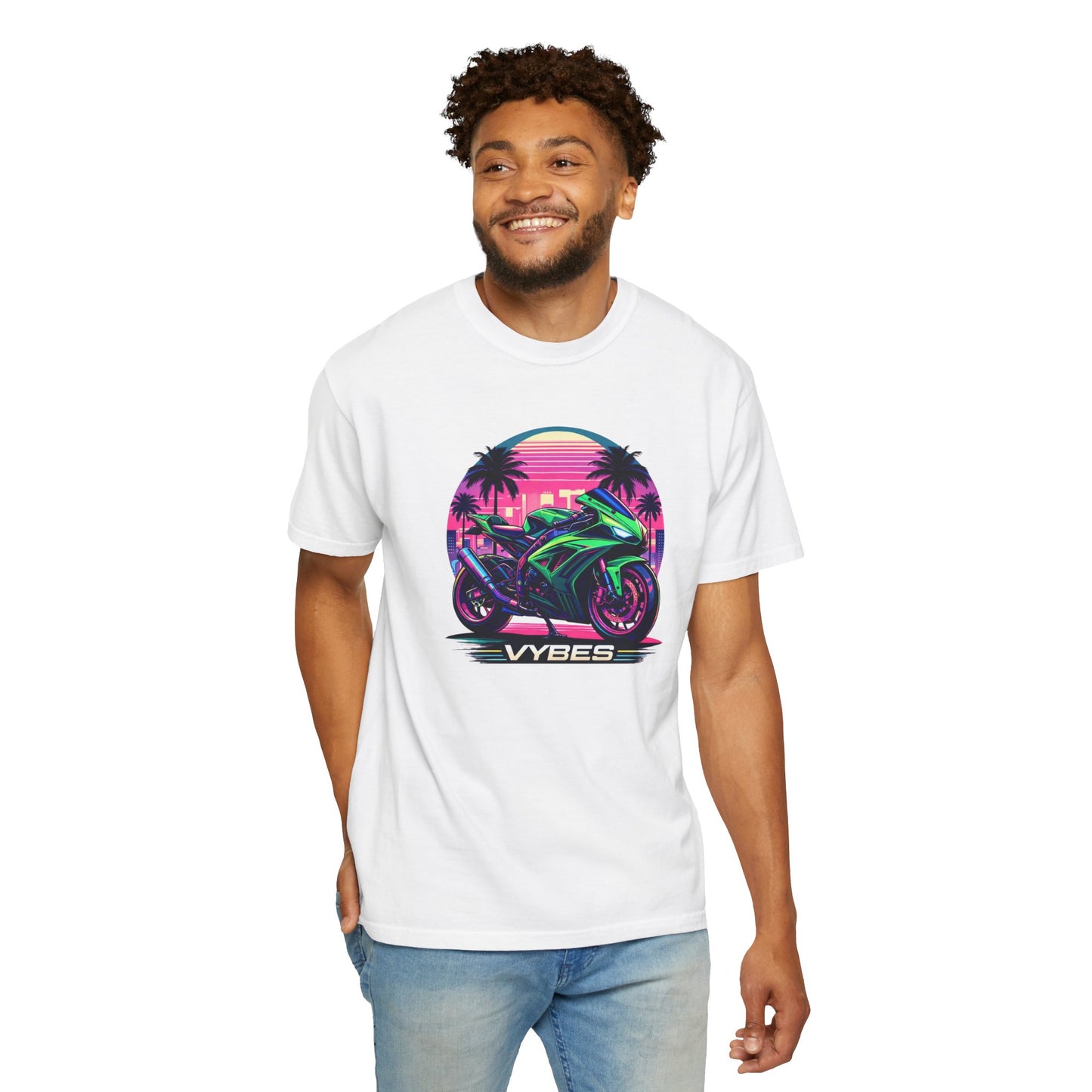Retro Neon Motorcycle T-Shirt