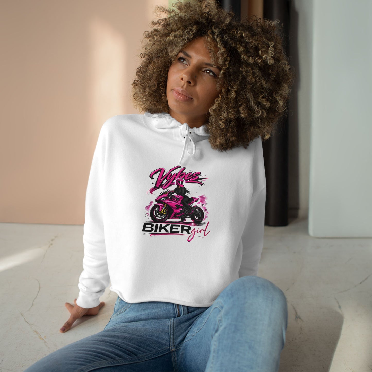 Biker Girl Crop Hoodie
